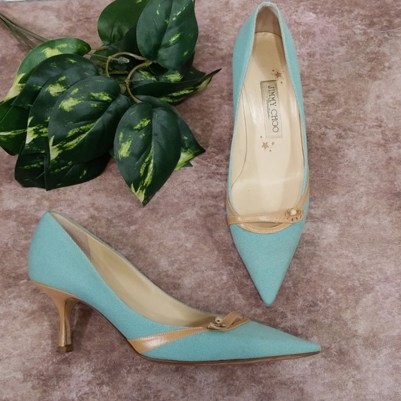 Jimmy Choo Shoes - Jimmy Choo Boutique blue & tan pointed toe heels